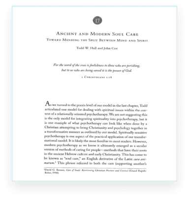 Ancient & Modern Soul Care: Toward Mending the Split Between Mind and Spirit